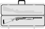 Graphic of an open firearm container with a non-restricted firearm housed inside.
