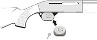 Graphic of a trigger lock to be used for firearms safety.